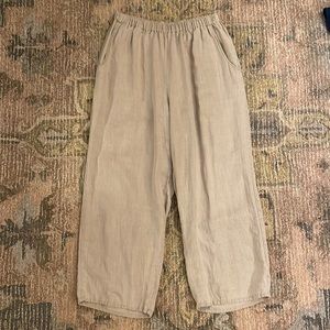 Flax easy pants oatmeal size medium